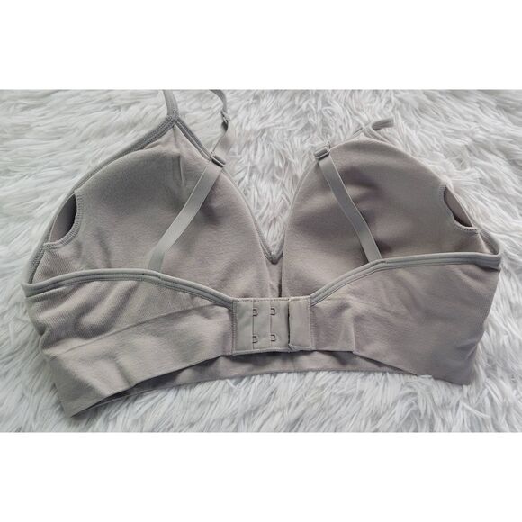 DKNY Sz L Seamless Bralette Gray Sports Bra With Adjustable Straps New - Picture 4 of 7